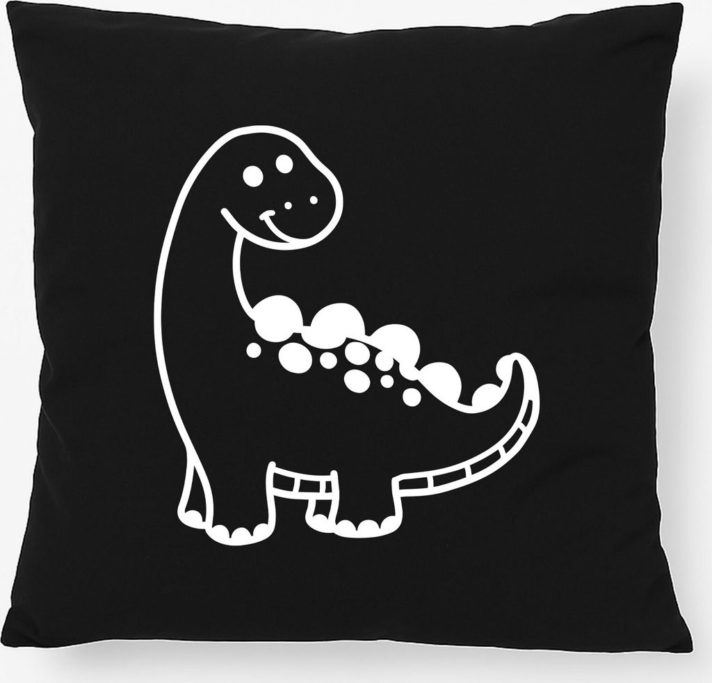 Huuraa Kissen Apatosaurus Dinosaurier 40x40cm mit Füllung Black Baumwolle Dekokissen Geschenkidee