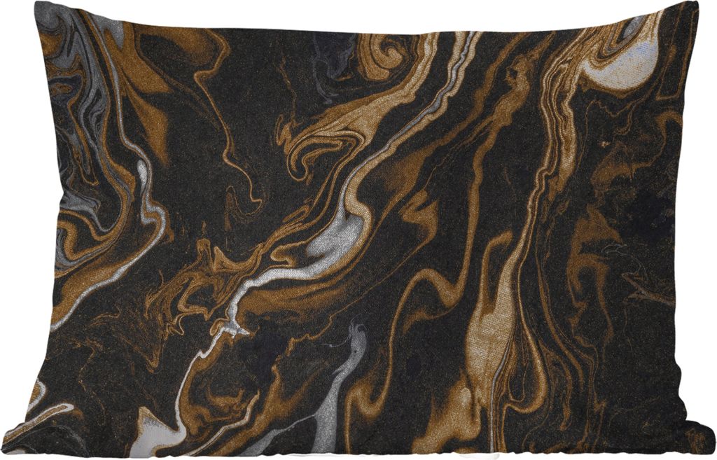 MuchoWow Outdoor Kissen - Marmor - Silber - Gold - Abstrakt - 50x30 cm - Wetterfest - Lounge Kissen - Sofa kissen - Wohnzimmer Dekoration