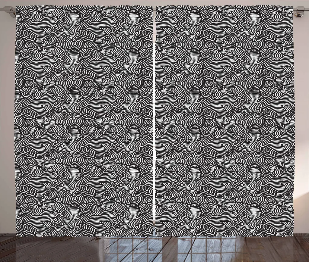 Tende Moderne ABAKUHAUS 280x245 Bianco/Nero - Design Pois Rustico