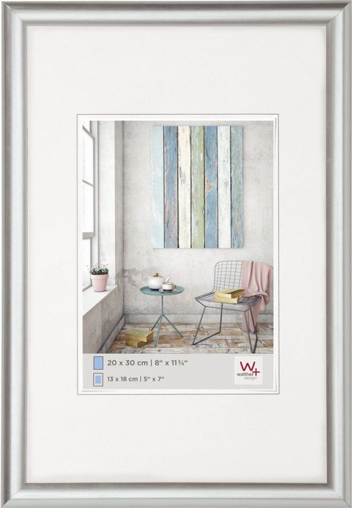 walther design Trendstyle Kunststoff Bilderrahmen 60x80 cm SILBER KP080S