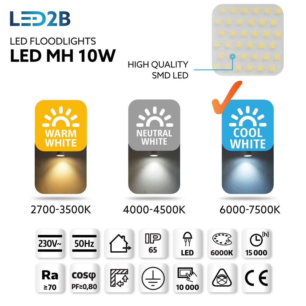 LED MH Außen Strahler Flutlicht 800Lm 10W 230V Kaltweiß Produktbild 4