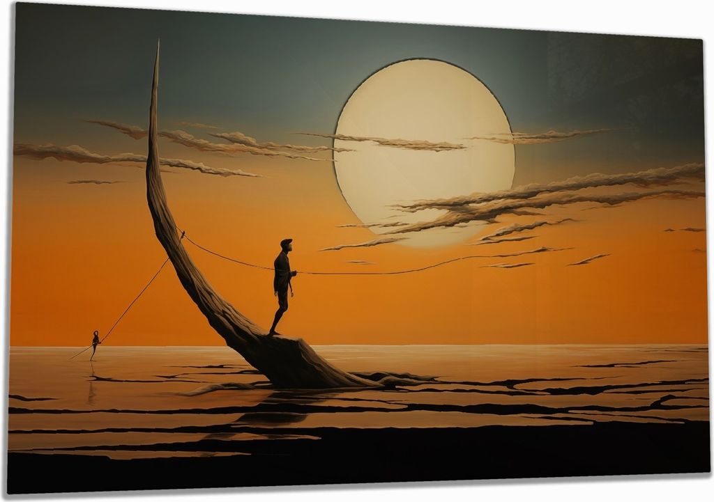 Wallario Herdabdeckplatte aus Glas, Größe 80 x 52 cm 1-teilig, Motiv Einsam im Sonneruntergang