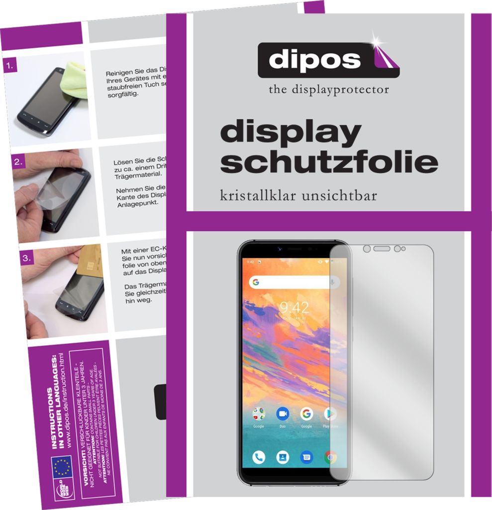 2x Schutzfolie für Umidigi A3S klar Displayschutzfolie Folie Display Schutz dipos