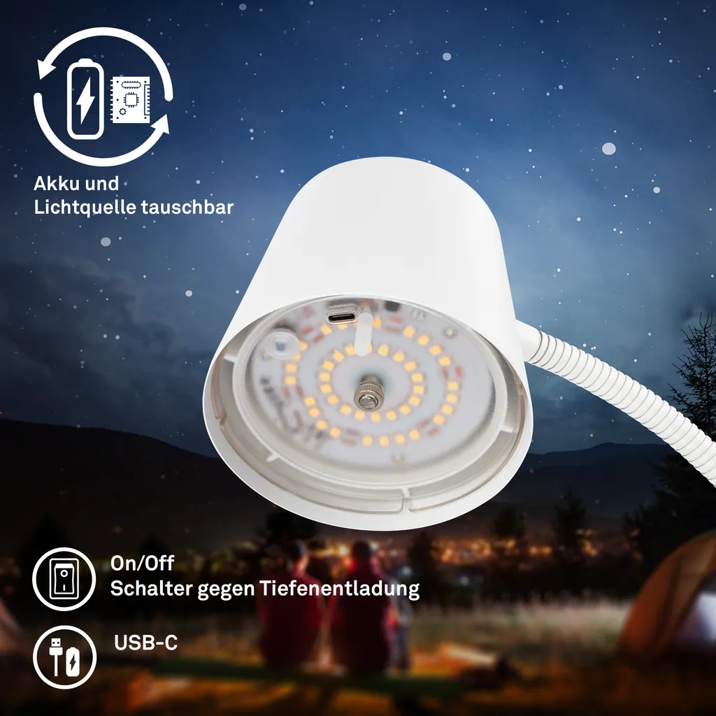 Briloner Cielo Lampadaire LED Sans Fil Blanc - Intensité Variable USB-C - 4