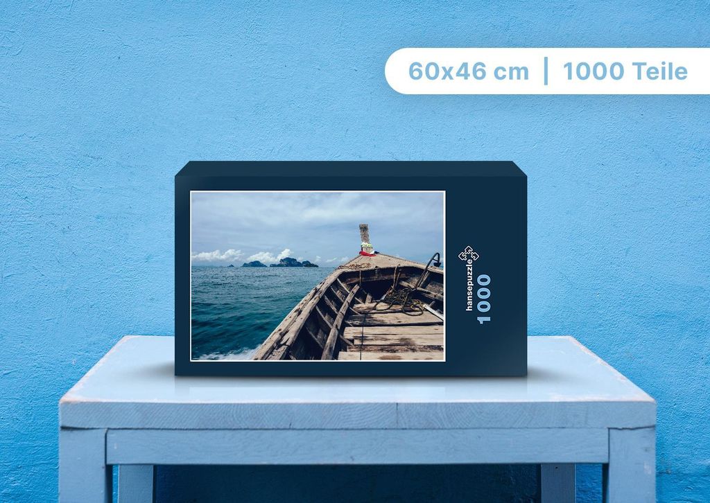 hansepuzzle 99609 - Boot Puzzle, 1000 Teile, Natur, 60,0 x 46,0cm mit hochwertiger Aufbewahrung, Kartonbox und wiederverschließbarem Beutel