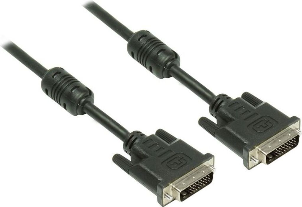 Anschlusskabel DVI-D 24+1 Stecker an Stecker, mit Ferritkern, schwarz, 1,8m, Good Connections