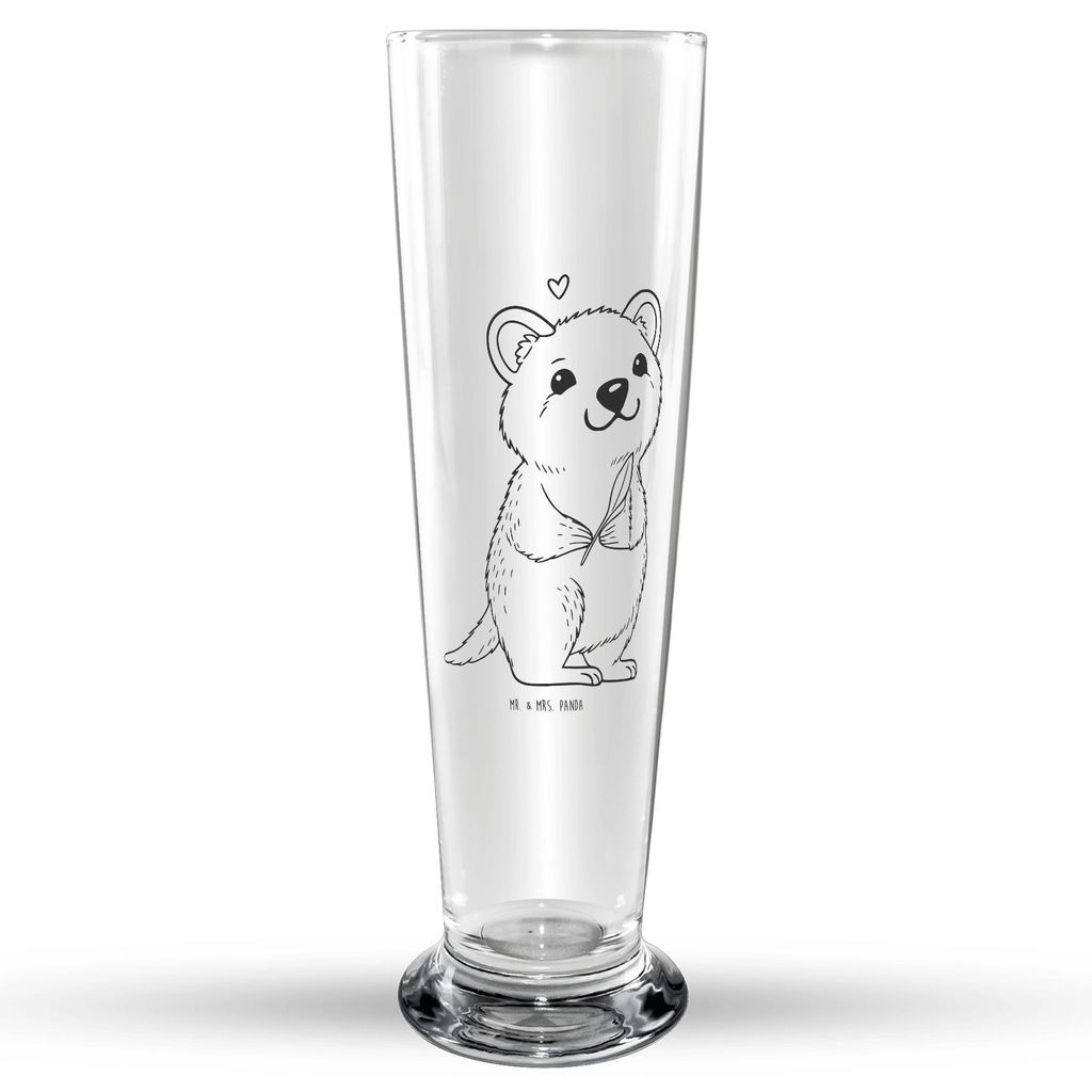 Mr. & Mrs. Panda Bierglas Quokka Happy - Transparent - Geschenk, Niedliches Tier, Trinkglas, Dinge Erledigen, Aufschieberitis, Bierbecher, Lustiger...