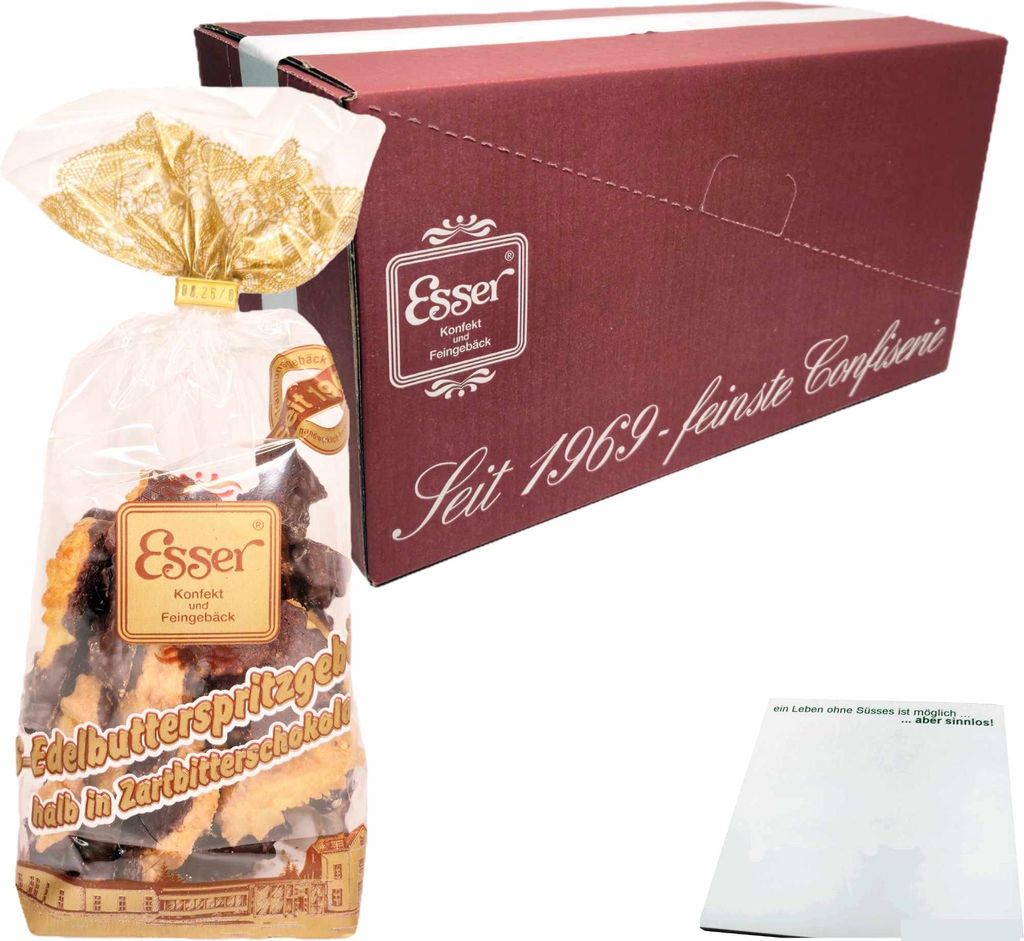 Esser S-Edelbutterspritzgebäck halb in Zartbitterschokolade (10x200g Beutel) VPE + usy Block