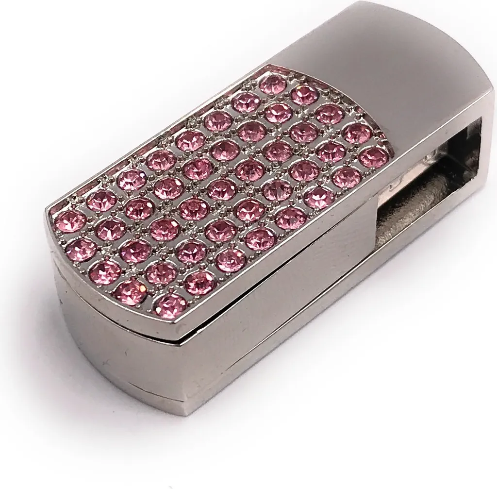 USB Gioiello 128GB Onlineworld2013: Design Rosa Glitter con Strass
