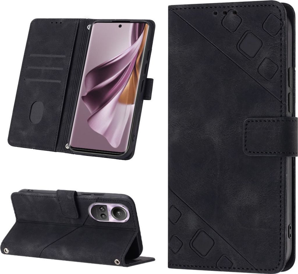Hülle für OPPO Reno10 /Reno10 Pro Prägung Flip Leder Produktbild 