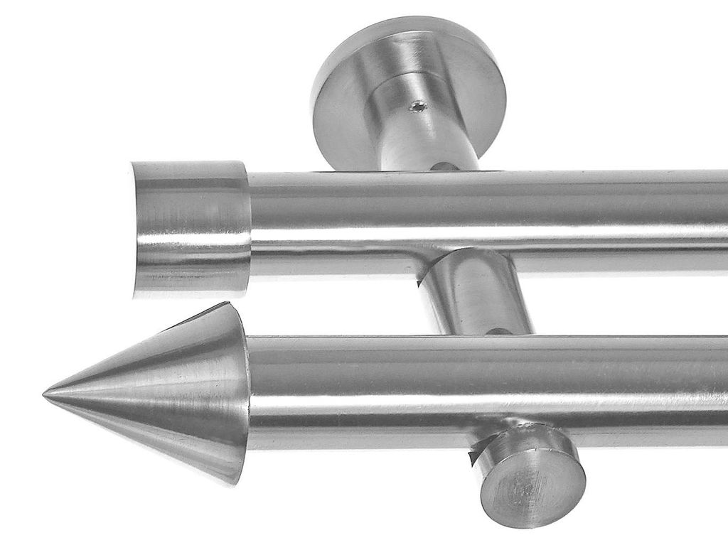 Gardinenstange mit Wandhalterung I Metall Edelstahl Look Produktbild 