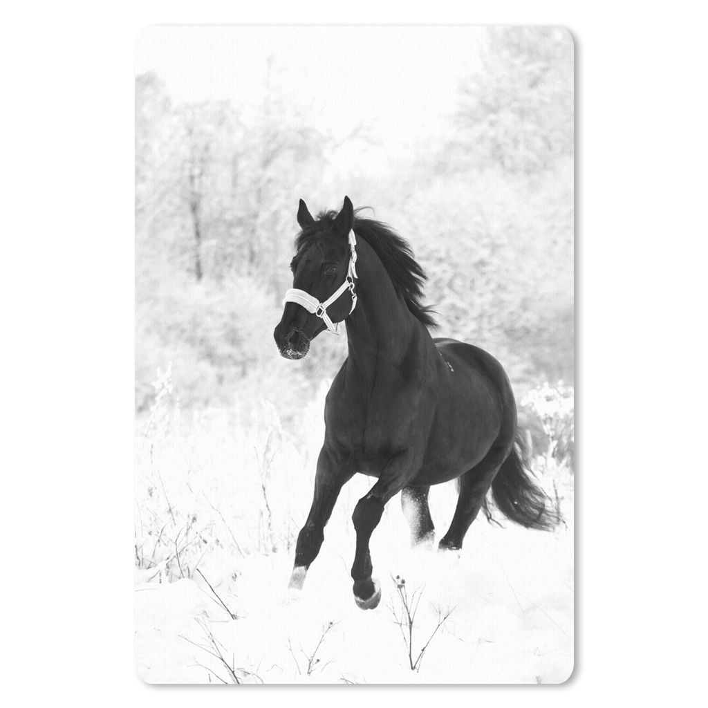 MuchoWow Mauspad Mousepad Pferd - Schnee - Wald 40x60 cm - Mousepads - Maus Mat - Pad - Mausunterlage - Schreibtisch Accesoire