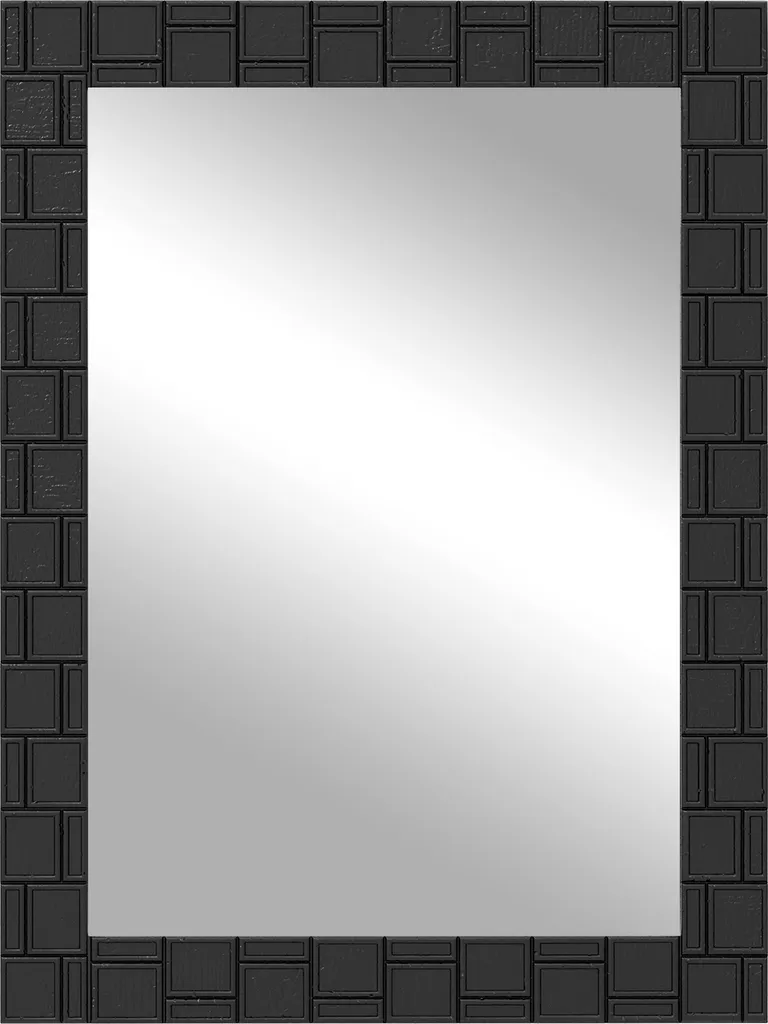 Miroir Mural Moderne 80x60 Cadre en Bois d'Hévéa Massif Très Robuste