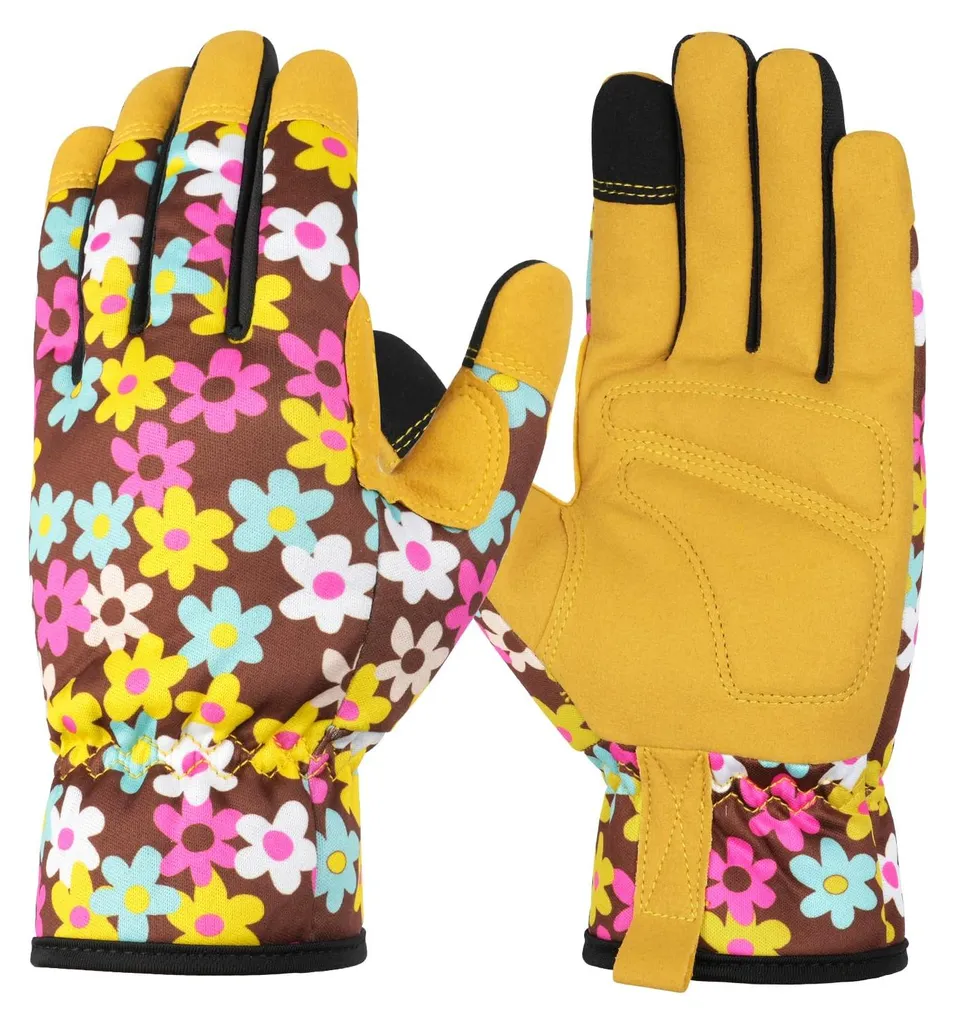 Gants de jardinage femmes pour désherber et planter en cuir - Tactiles