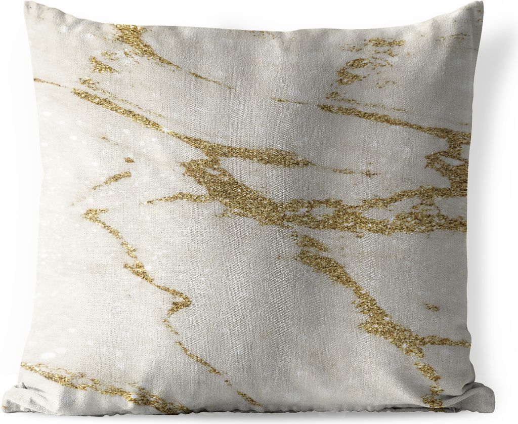 MuchoWow Outdoor Kissen - Marmor - Beige - Gold - 40x40 cm - Wetterfest - Lounge Kissen - Kopfkissen - Interieur - Polster mit Bild