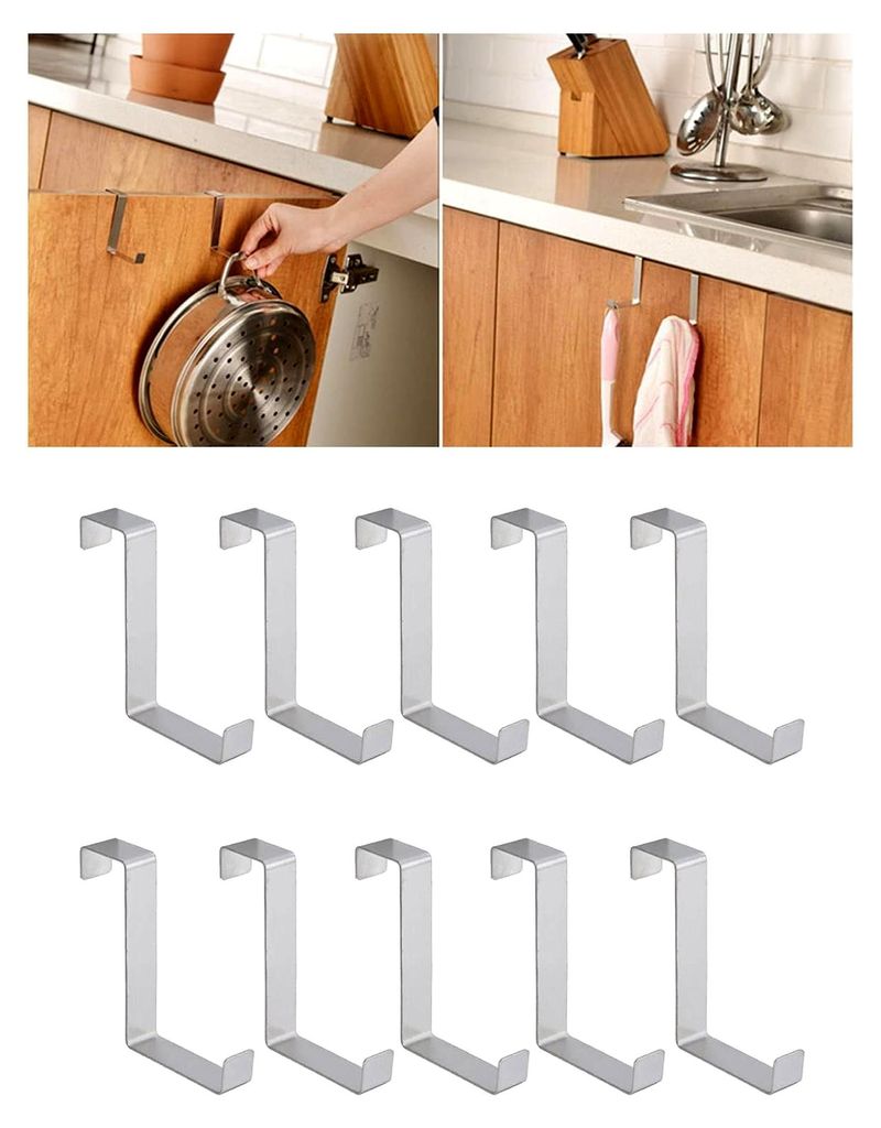 10 Stück Z-förmige Türhaken mit zwei Köpfen aus Edelstahl, wasserdicht und umkehrbar für Handtücher, Hüte und Handtaschen