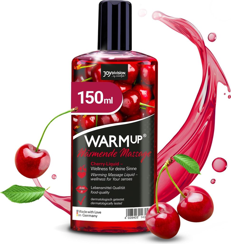 JOYDIVISION WARMup 150 ml Massageliquid mit Fruchtiger Kirsch Duft & Geschmack I Wärme-Effekt I wie Massageöl
