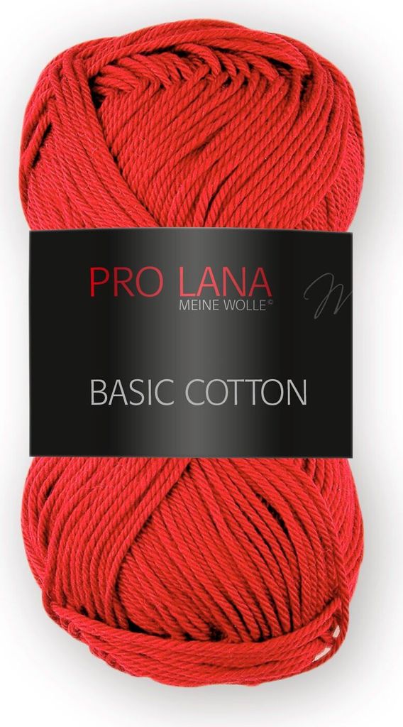 A ball of red yarn with a black label.