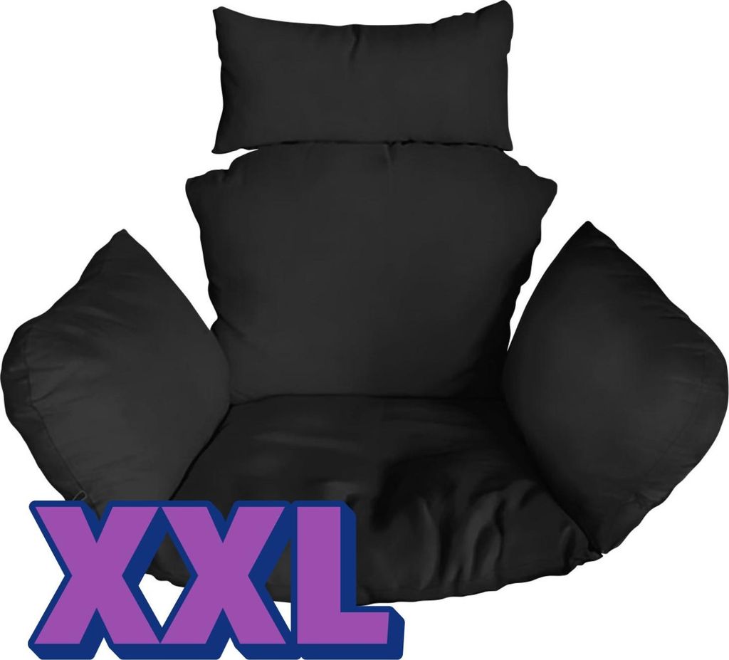Hängesessel Kissen, XXL, Polster, Auflage für Polyrattan & Rattan Hängeschaukel, Rückenkissen für Hängesitz, Schwarz [114]