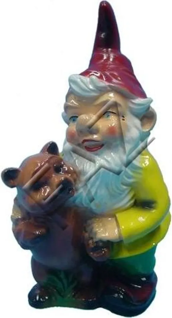 Nain de jardin design avec ours en peluche - Statue moderne figurine