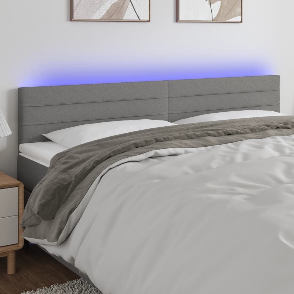 Maison Exclusive - LED Kopfteil Dunkelgrau 180x5x78/88 cm Stoff