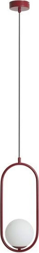 Hängelampe Glas Metall E14 H: max. 200 cm Rot Weiß Kugel Schirm Modern Hängeleuchte