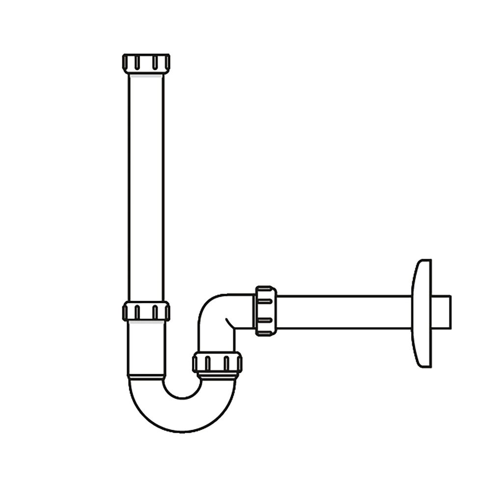 LAUFEN Il Bagno Alessi One Siphon, DN32, mit verlängerten Ablaufrohr, weiß, H8940670000001