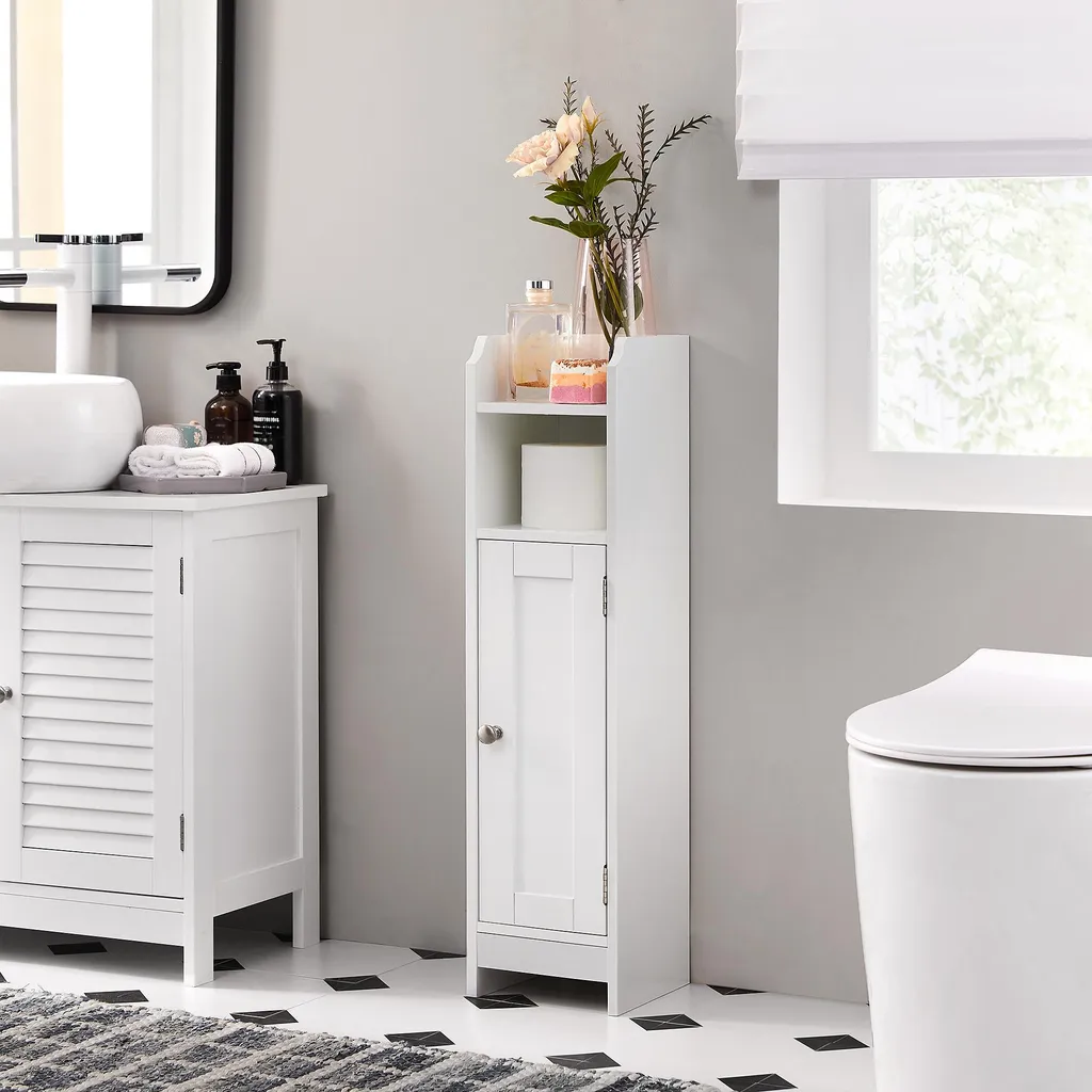 Petit meuble d'appoint Maddy blanc 80 cm design étroit et compact