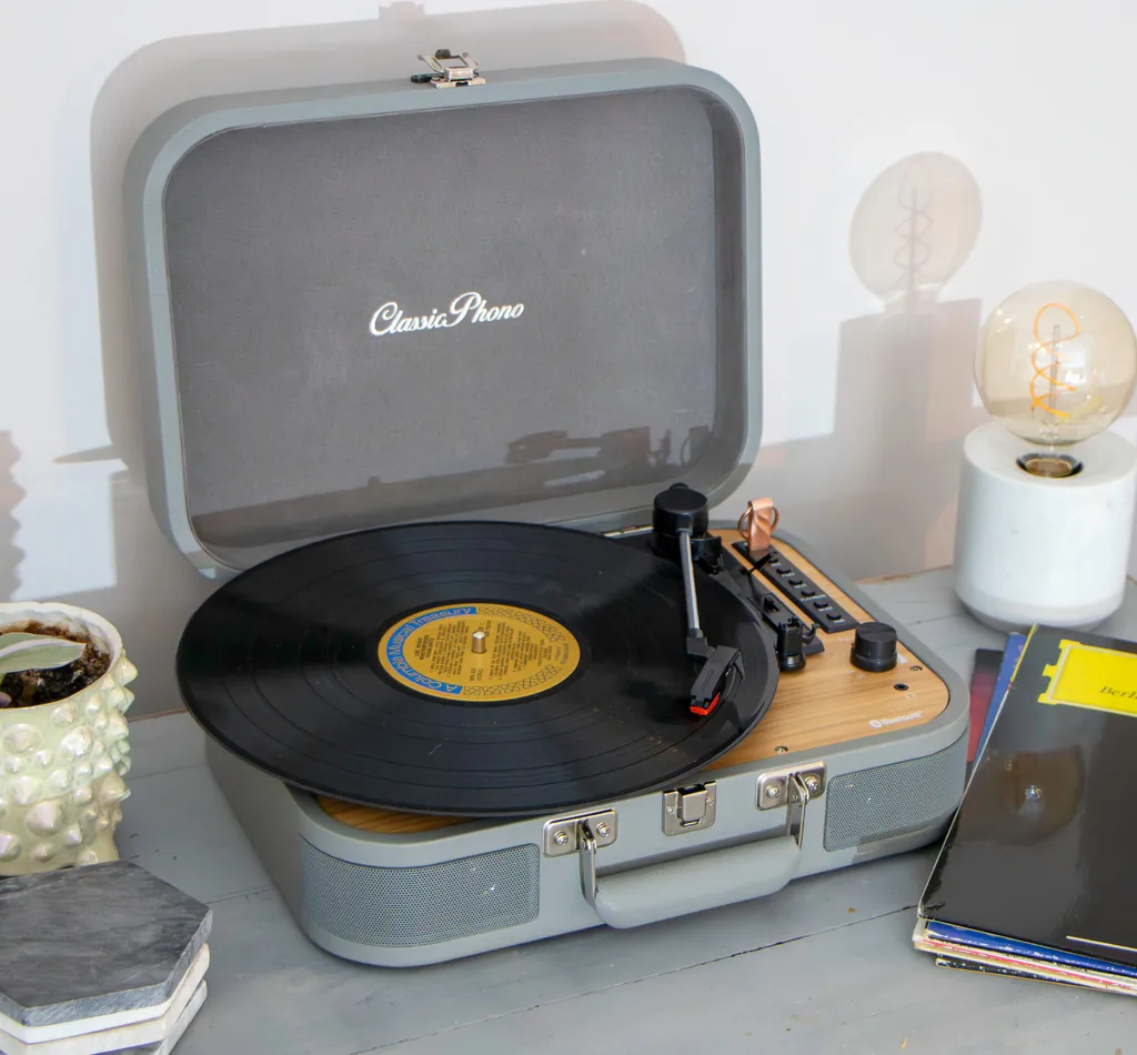 Tourne-disque Bluetooth Classic Phono TT-116GY Gris avec Haut-parleurs