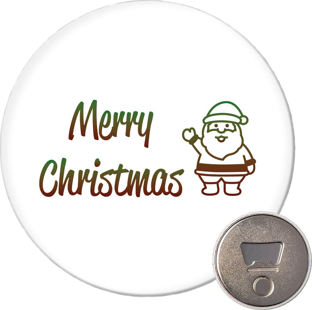 Huuraa Magnet Merry Christmas Weihnachtsmann 59mm Kühlschrankmagnet rund Flaschenöffner Geschenkidee