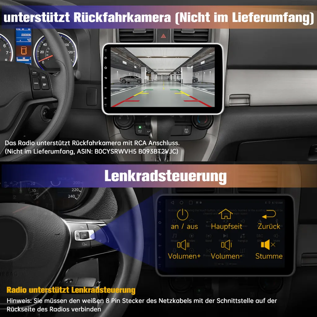 Autoradio 1 DIN Android 15 Schermo 360° 2+64GB DAB+ Wireless CarPlay - 8