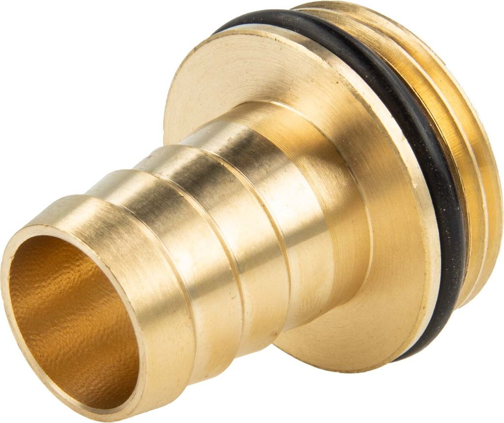 tecuro Schlauchtülle mit Außengewinde (O-Ring) - Ø 27 mm x G 1 Zoll, Messing-blank