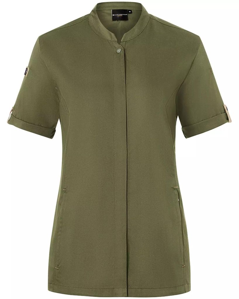Karlowsky - "Green-Generation" Kochjacke für Damen kurzärmlig LT5662 (90,17 cm) (Moosgrün)