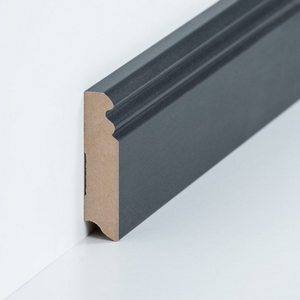 Fußleisten / Sockelleisten "Essen" (Berliner Profil / MDF foliert / 719.1980.45) - Farbe: Stahl dunkel