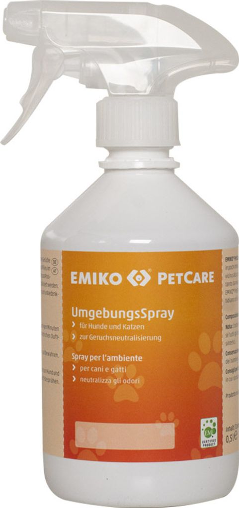 Emiko PetCare Umgebungsspray, 0,5 l für Hunde und Katzen zur Geruchsneutralisierung