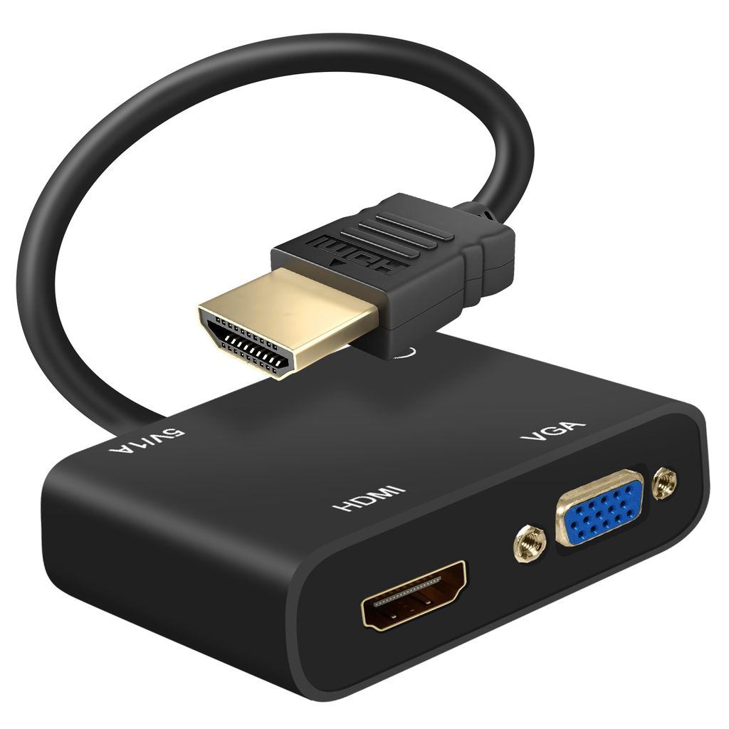 HDMI Adapter Stecker / VGA und HDMI Buchse mit 3.5mm Audio- und Ladeanschluss