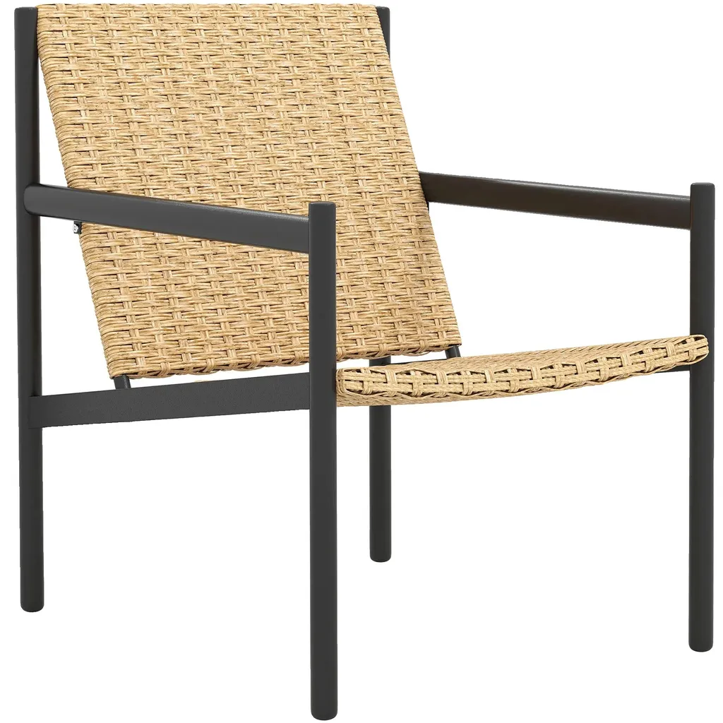 Chaise d'extérieur en rotin robuste et ergonomique coloris kaki foncé