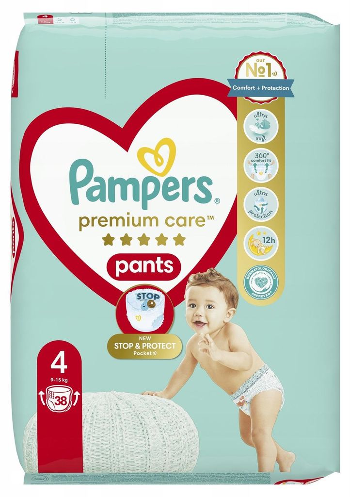 Pampers Premium Care Pieluchomajtki Rozmiar 4 (9-14 kg) Zdjęcie produktu 