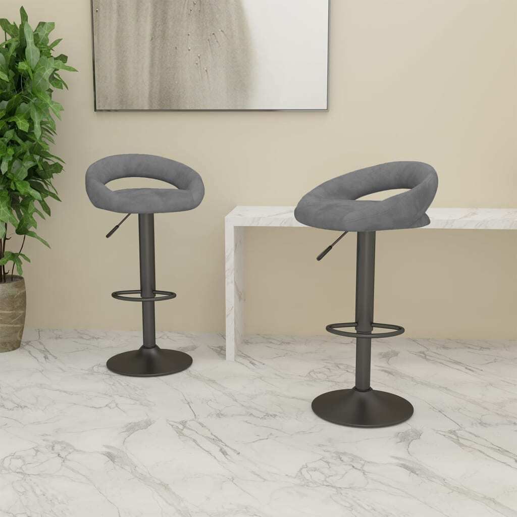 vidaXL Barhocker 2 Stk. Hellgrau Samt Produktbild 