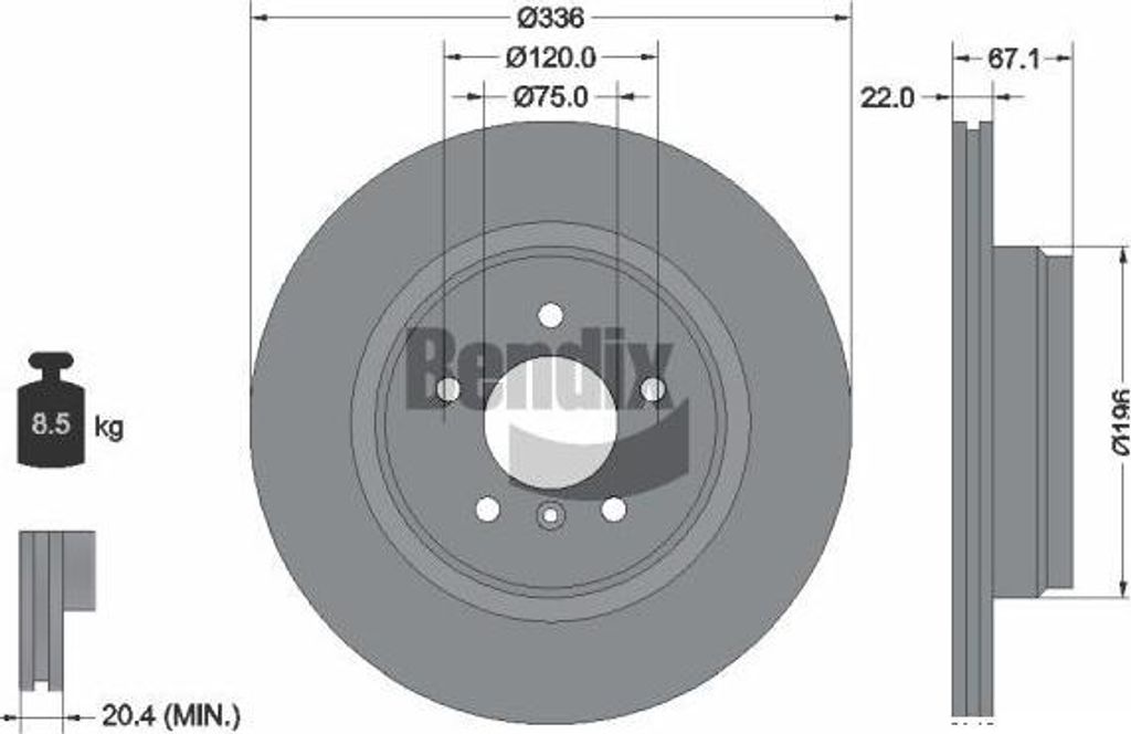 BENDIX Braking BDS1345HC Bremsscheibe OE 34216764655 kompatibel mit 3er E90, 3er E93, 3er E92, 3er E91, X1