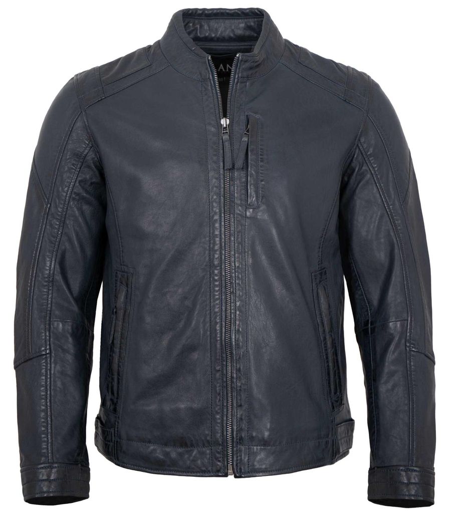 Jilani - Herren Lederjacke Lammnappa navy : 54