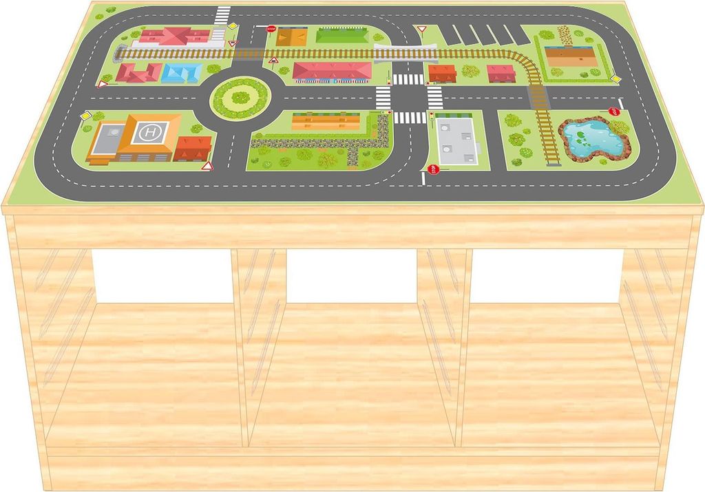 Spielfolie/ Möbelfolie für IKEA TROFAST HOLZ Stadtleben Aufkleber Sticker Kinderzimmer Spieltisch (Möbel nicht inklusive)