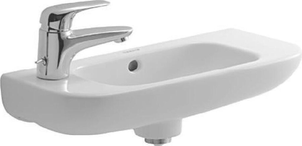 Duravit D-Code - Handwaschbecken 500x220 mm, mit 1 Hahnloch links, weiß 07065000092