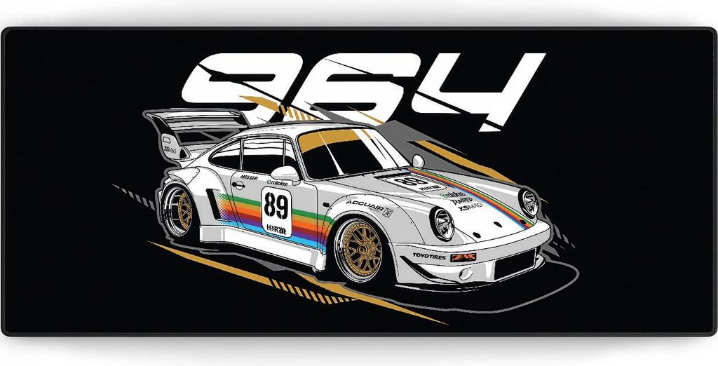 XXL Mauspad – Porsche 964 – Gaming – 900 × 400 × 3 mm – rutschfest