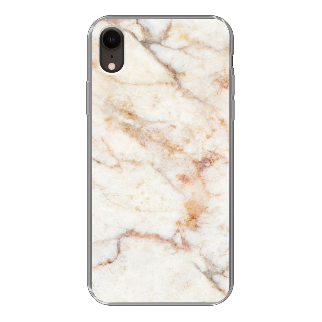 MuchoWow Handyhülle Schutzhülle Hülle für iPhone XR Marmor - Braun - Luxus Silikon Softcase Handy Hülle - Schutzdeckel