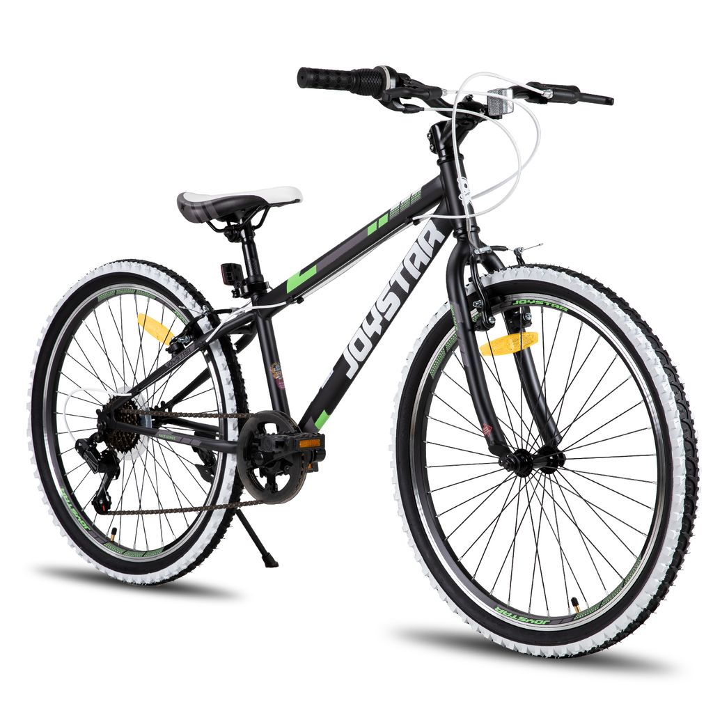 JOYSTAR 24 Zoll Kinderfahrrad für Jungen & Mädchen im Alter von 7-12 Jahren Hardtail Mountainbike für Kinder mit 7-Gang, Schwarz