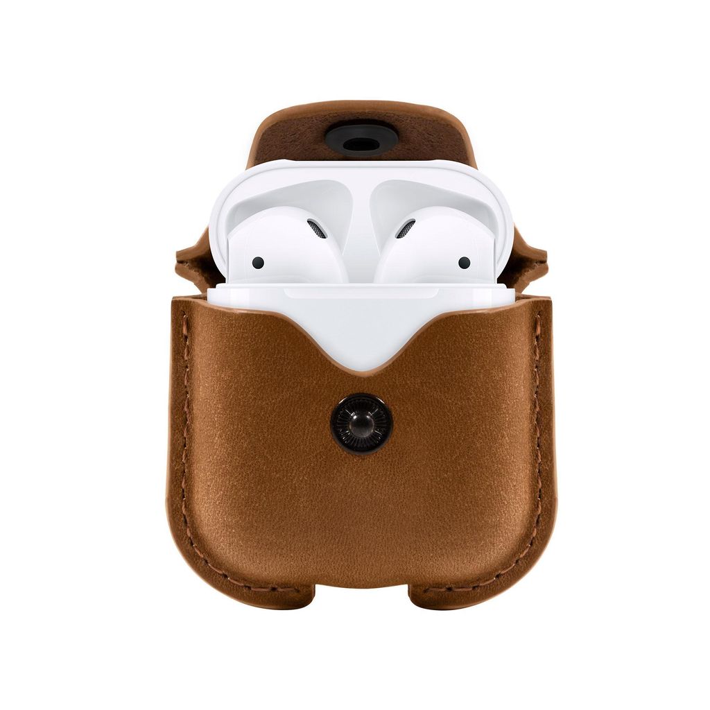 AirPods 1 / 2 Echtleder Schutzhlle AirSnap by Twelve South Hellbraun