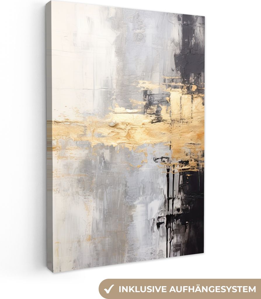 MuchoWow - Leinwandbilder - Gold - Luxus - Acryl - Kunst, Wandbild, Wanddeko Bilder Wohnzimmer, 80x120 cm