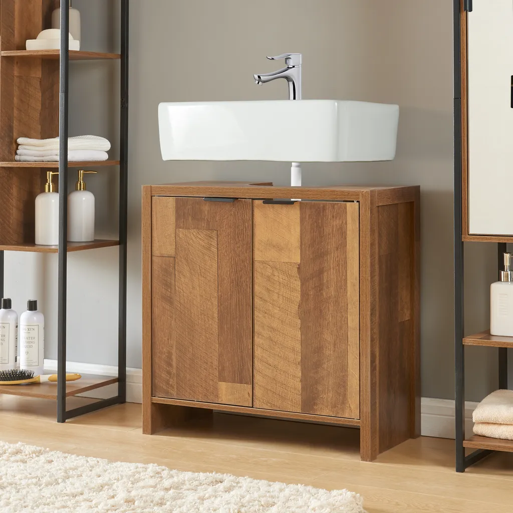 Meuble de rangement bas pour salle de bain Namsskogan aspect bois de noyer