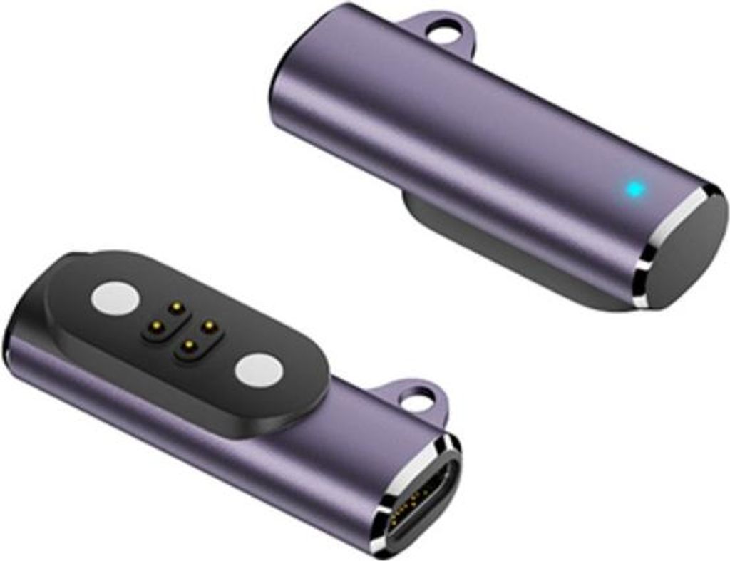 INF Magnetischer Ladeadapter 4PIN Aluminium Schnellladeadapter kompatibel mit MOJO2 Knochenhörern 2 Stück Violett